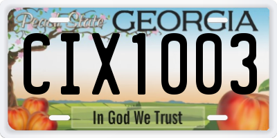 GA license plate CIX1003