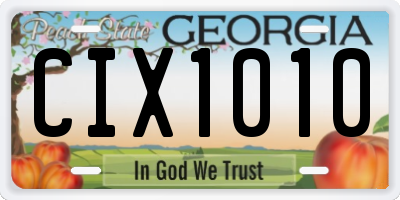 GA license plate CIX1010