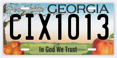 GA license plate CIX1013