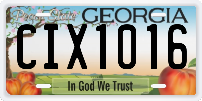 GA license plate CIX1016