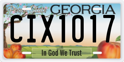 GA license plate CIX1017