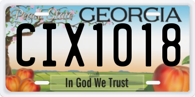 GA license plate CIX1018