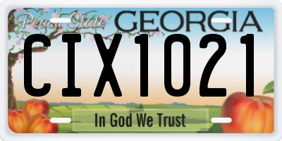 GA license plate CIX1021