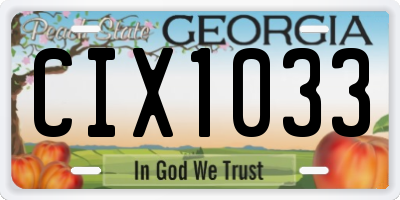 GA license plate CIX1033