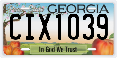 GA license plate CIX1039