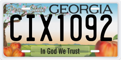 GA license plate CIX1092