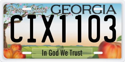 GA license plate CIX1103