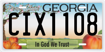 GA license plate CIX1108
