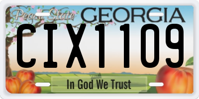GA license plate CIX1109