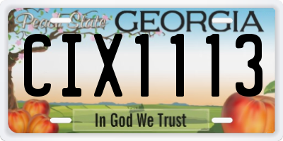 GA license plate CIX1113