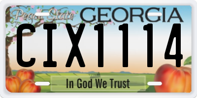GA license plate CIX1114