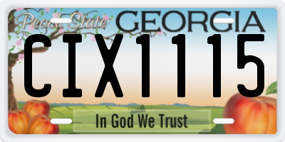 GA license plate CIX1115