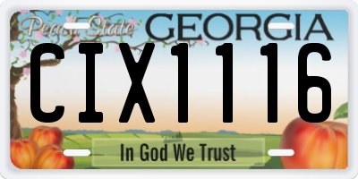GA license plate CIX1116