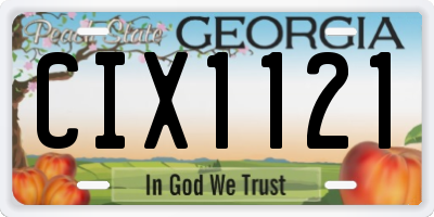 GA license plate CIX1121