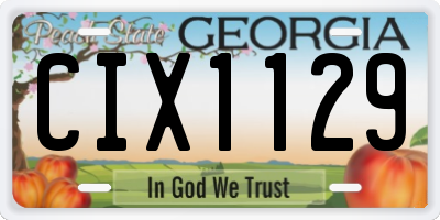 GA license plate CIX1129