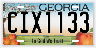 GA license plate CIX1133