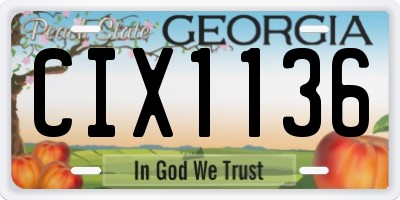 GA license plate CIX1136