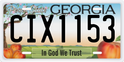 GA license plate CIX1153