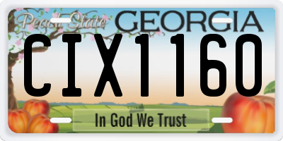 GA license plate CIX1160