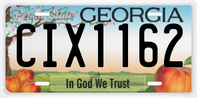 GA license plate CIX1162