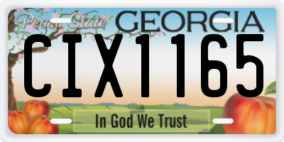 GA license plate CIX1165