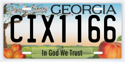 GA license plate CIX1166