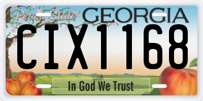 GA license plate CIX1168