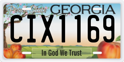 GA license plate CIX1169