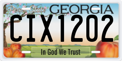 GA license plate CIX1202