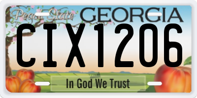 GA license plate CIX1206