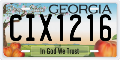 GA license plate CIX1216