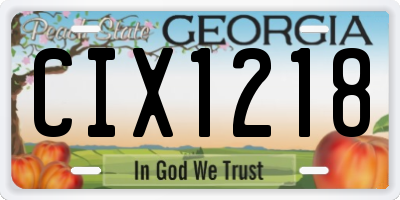 GA license plate CIX1218