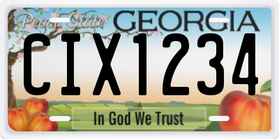 GA license plate CIX1234