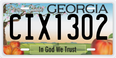GA license plate CIX1302