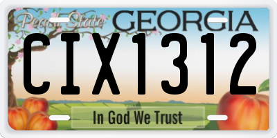 GA license plate CIX1312