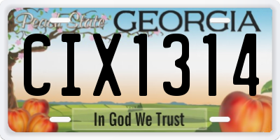 GA license plate CIX1314