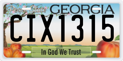 GA license plate CIX1315