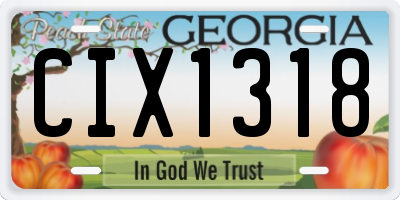 GA license plate CIX1318