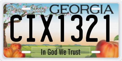 GA license plate CIX1321