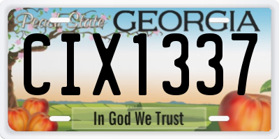GA license plate CIX1337