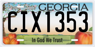 GA license plate CIX1353