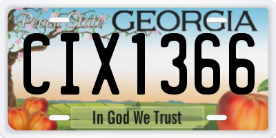 GA license plate CIX1366