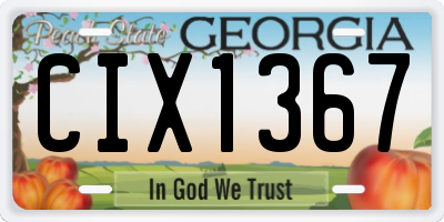 GA license plate CIX1367