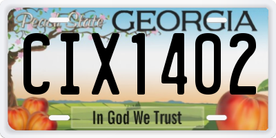 GA license plate CIX1402