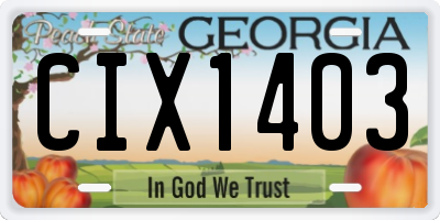 GA license plate CIX1403