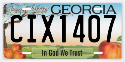 GA license plate CIX1407