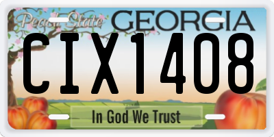 GA license plate CIX1408