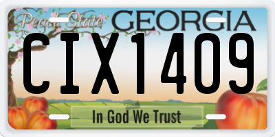 GA license plate CIX1409