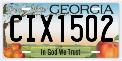 GA license plate CIX1502
