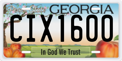 GA license plate CIX1600